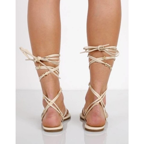 TKEES Lily Wrap Gold Star Dust Ivory Tan Thing Sandals - Picture 4 of 4
